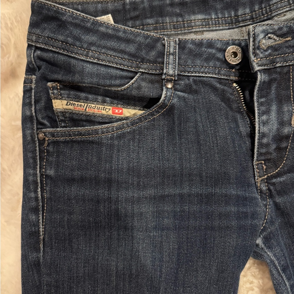Diesel Straight Leg Jeans in Dark Blue Wash
